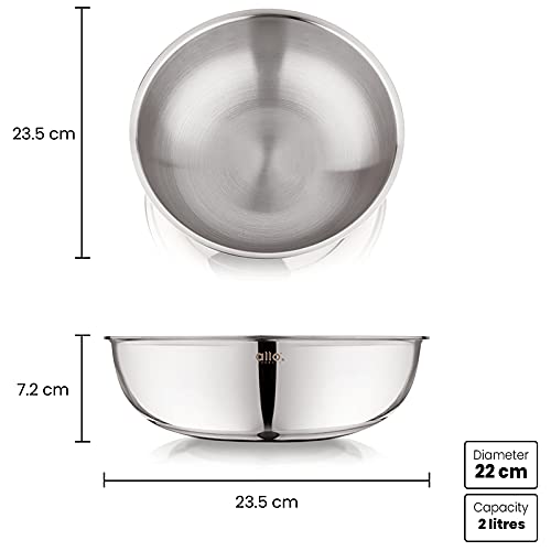 Allo Triply Stainless Steel Tasla |Ideal Tasla for Curry/Stir-Fry/Deep-Fry/DryVeg/Saut Induction Friendly, Heavy Base Kadhai Naturally Non-Stick | 10 Years Warranty 22cm, 2 litres - Image 3