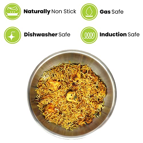 Allo Triply Stainless Steel Tasla |Ideal Tasla for Curry/Stir-Fry/Deep-Fry/DryVeg/Saut Induction Friendly, Heavy Base Kadhai Naturally Non-Stick | 10 Years Warranty 22cm, 2 litres - Image 4