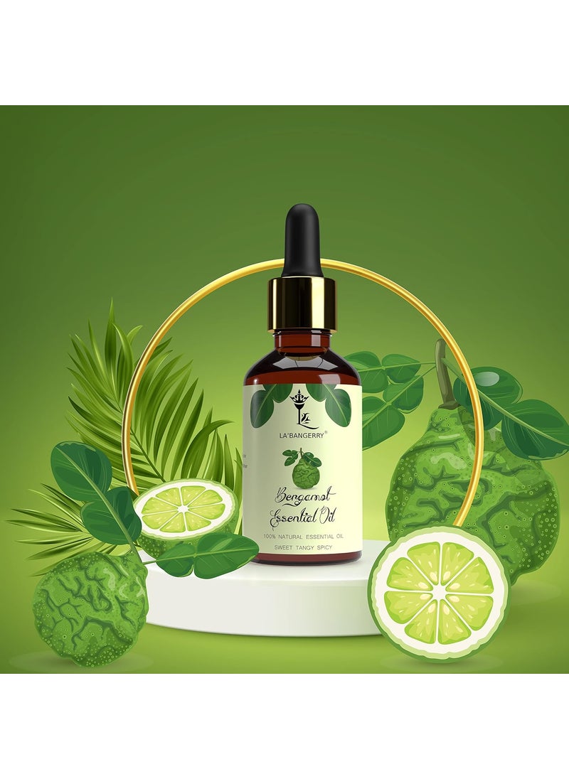 LA'BANGERRY LABANGERRY Tea Tree Bergamot Essential Oil Combo for Home Fragrance Aromatherapy Skin Hair Diffuser Candle Making Massage Oil with Dropper for Relaxation and Soothe Muscles Each 30 ml Pack Of 2  - Image 2