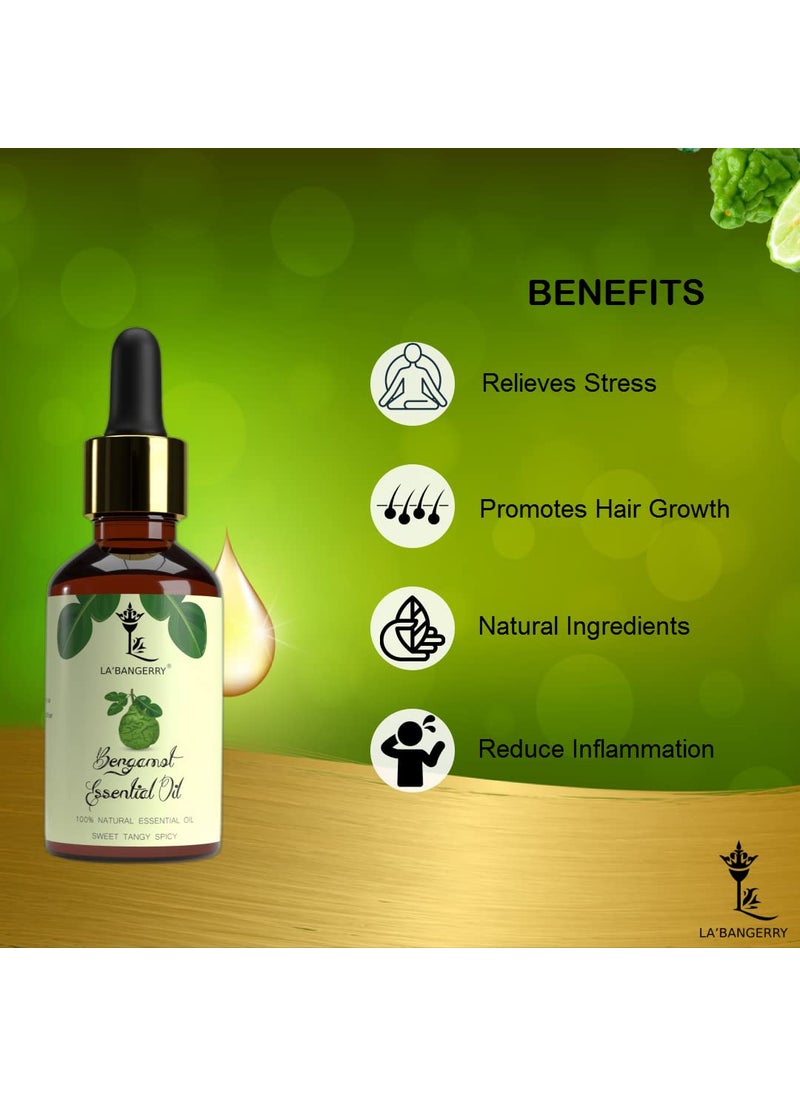 LA'BANGERRY LABANGERRY Tea Tree Bergamot Essential Oil Combo for Home Fragrance Aromatherapy Skin Hair Diffuser Candle Making Massage Oil with Dropper for Relaxation and Soothe Muscles Each 30 ml Pack Of 2  - Image 4