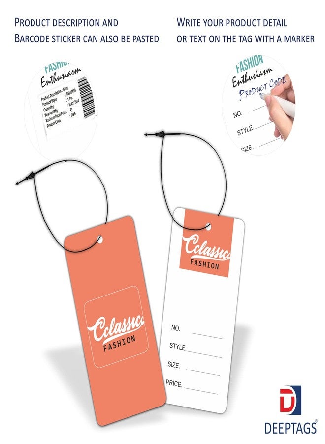 DEEPTAGS Price Tags for Clothes with Black Loop Pins for Clothes Apparels Shoes Purse, Orange - Pack of 200 - Image 4