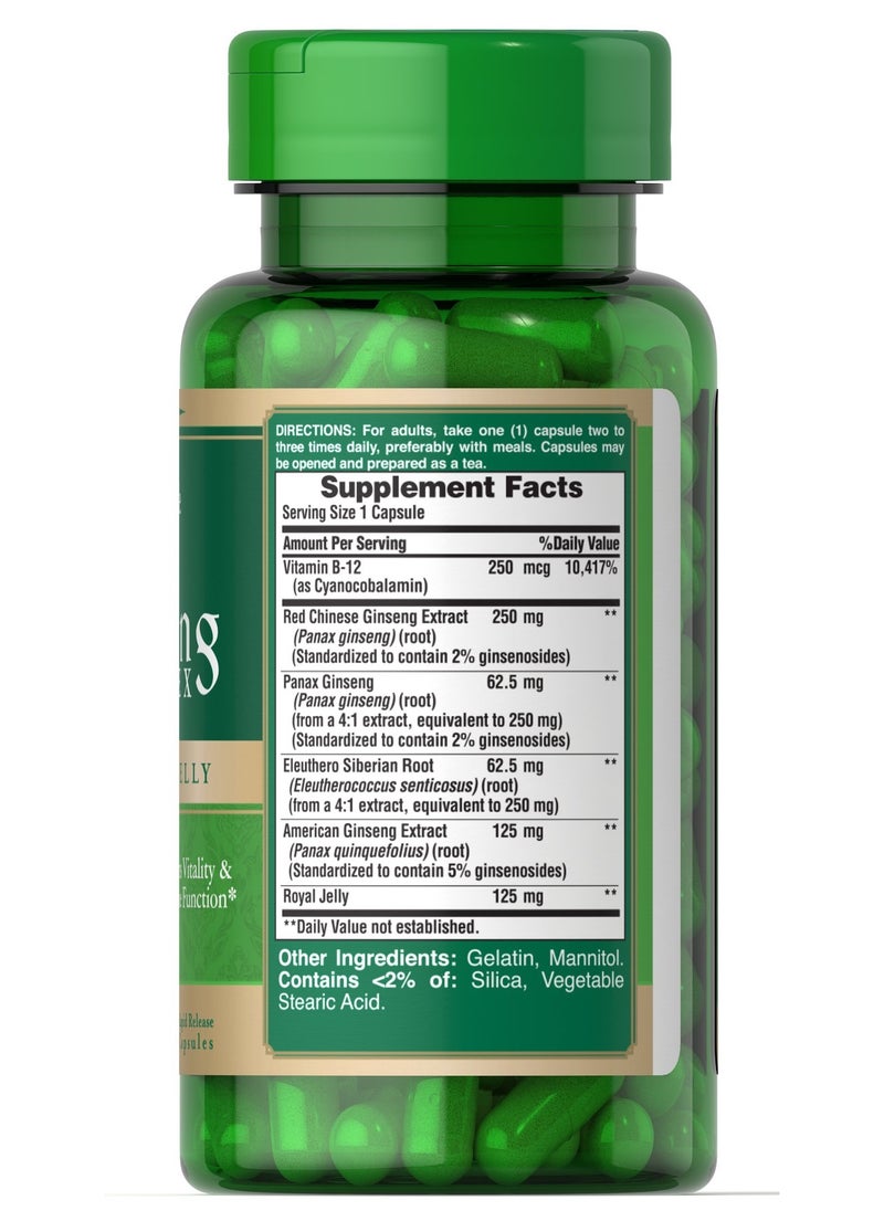 Puritan's Pride - 50 Capsules Ginseng Complex With Royal Jelly 1000 Mg - Image 1