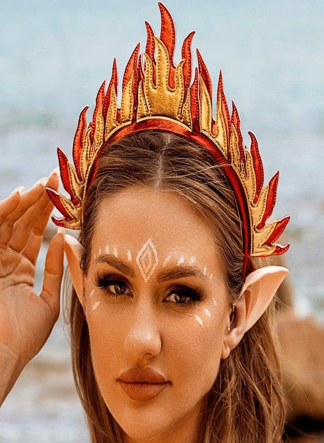 CAKURE Flame Headband Red Fire Flame Headbands Goddess Headpiece Festival Costume Hair Accessories for Women and Girls - Image 1