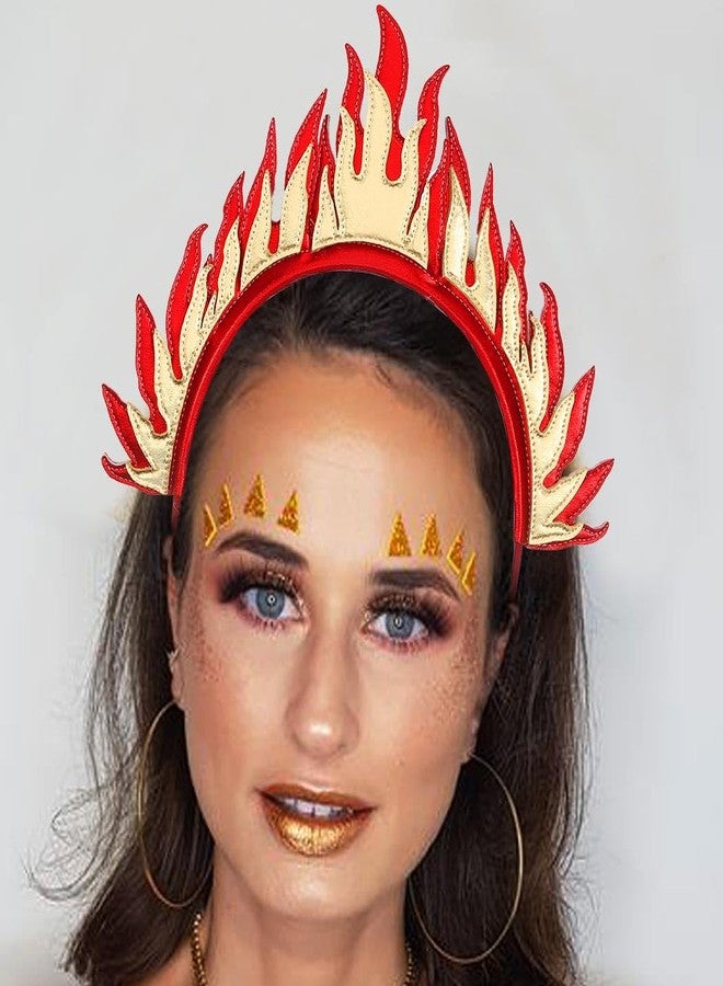 CAKURE Flame Headband Red Fire Flame Headbands Goddess Headpiece Festival Costume Hair Accessories for Women and Girls - Image 3