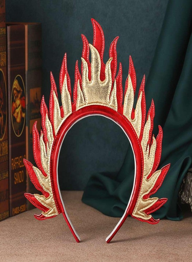 CAKURE Flame Headband Red Fire Flame Headbands Goddess Headpiece Festival Costume Hair Accessories for Women and Girls - Image 2