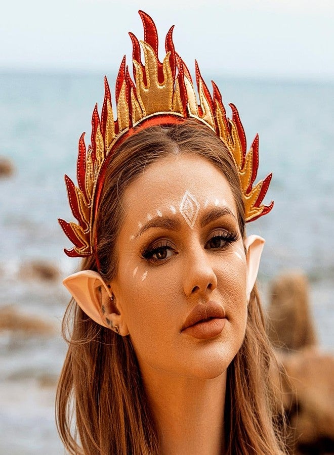 CAKURE Flame Headband Red Fire Flame Headbands Goddess Headpiece Festival Costume Hair Accessories for Women and Girls - Image 5