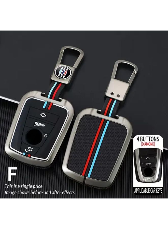 4 Buttons Silvery Smart Key Case With Keychain For BMW Series - Image 3