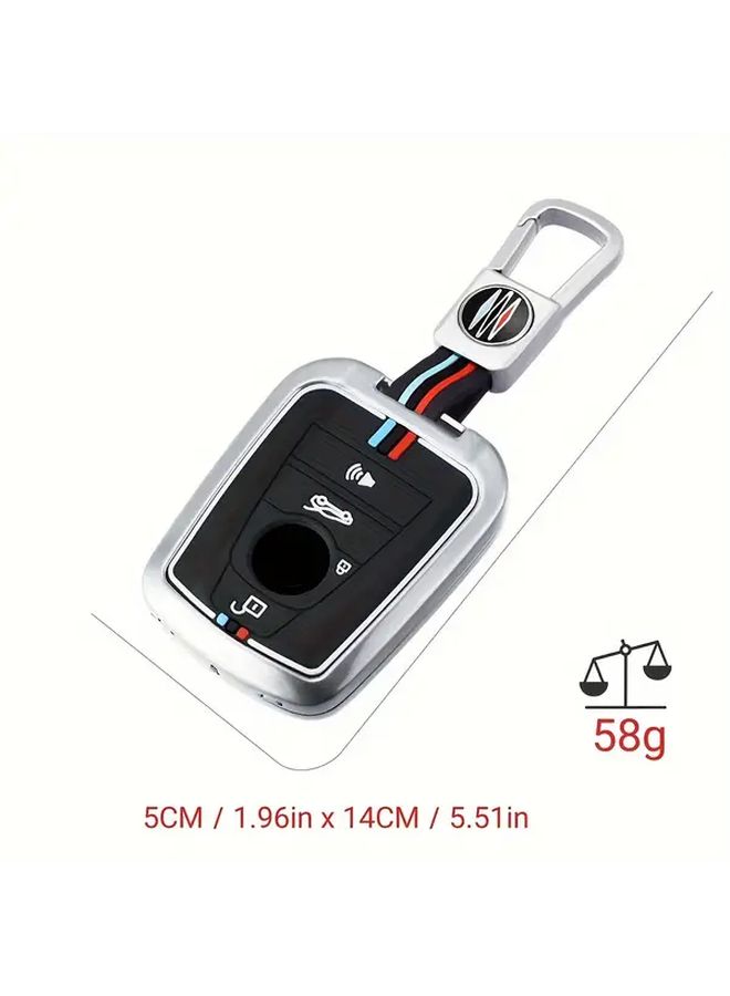 4 Buttons Silvery Smart Key Case With Keychain For BMW Series - Image 2