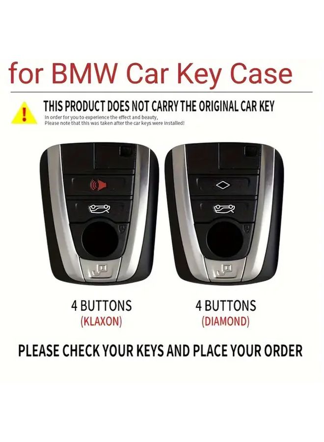 4 Buttons Silvery Smart Key Case With Keychain For BMW Series - Image 5