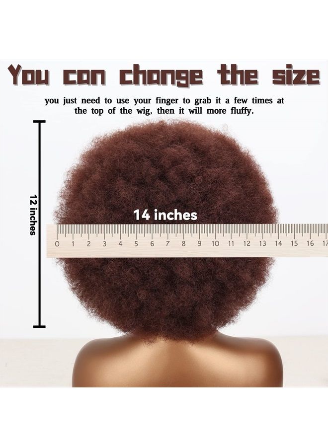 Xinran 8 inch Short Afro Kinky Wig for Black Women,Natural 70s Afro Wigs for Women, Short Afro Puff wigs(Auburn). - Image 3