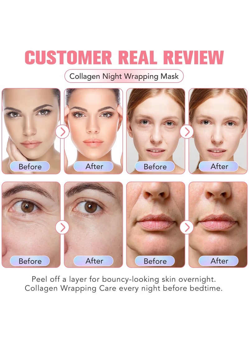 IKZEE - Collagen Night Wrapping Mask 75ml Collagen Sleeping Mask Collagen Facial Mask for Elasticity and Hydration Moisturizing Deep Overnight Wrapping Collagen Peel Off Facial Mask for Skin Care - Image 1