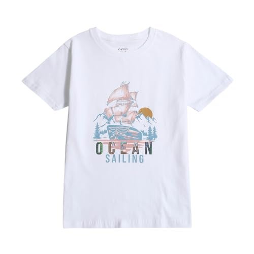CAVIO Boys Peach Floral Print Half Sleeve Cotton Shirt with T-Shirt - Image 2