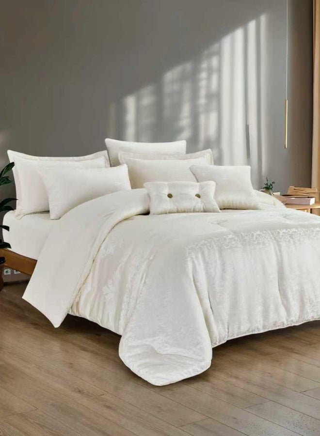 INREST Brocade Single Comforter Set 170 × 230 cm – Luxury 5 Pieces Jacquard Embroidered Bedding Set - Image 1