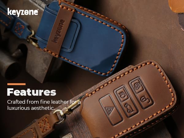 Keyzone Leather Key Cover & Keychain Compatible for Kia Carens Clavis, Seltos, Sonet Facelift Carens 2023 Onwards Smart Key (Black) - Image 5