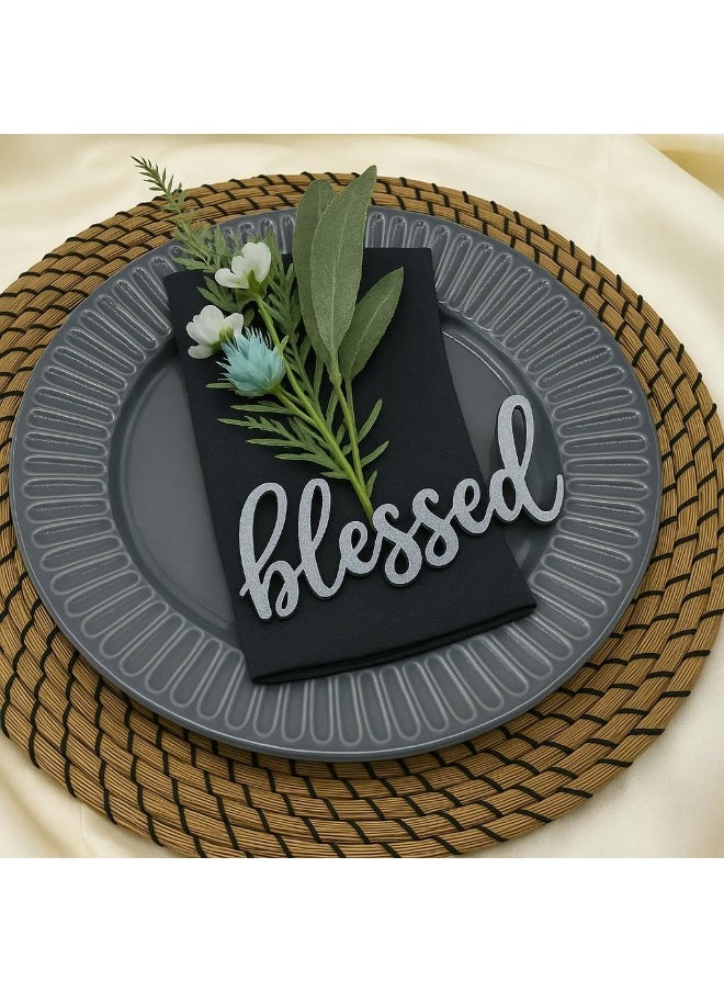 Horoof Home Horoof Home® silver 'Blessed' Wooden Place Cards – 5x7cm Fall Table Décor, 4mm Thick Rustic Thanksgiving Decorations  - Image 3