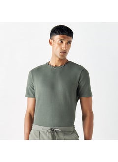 Iconic Iconic Textured T-shirt with Crew Neck and Short Sleeves  - Image 1