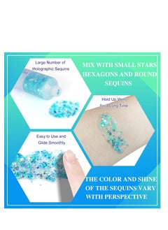 MEICOLY MEICOLY Light Blue Body Glitter,Mermaid Princess Face Glitter Gel,Ice Blue Glitter Face Paint for Halloween,Frozen Birthday Party Decorations,Chunky Glitter for Eye Lip Hair,Festival Rave Glitter Gel  - Image 3