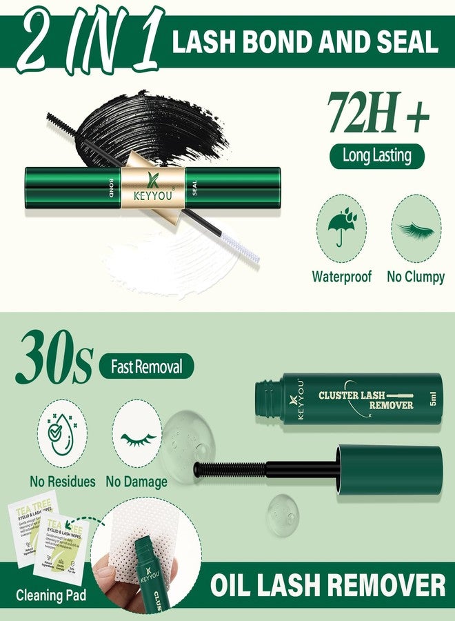 KEYYOU DIY Lash Extension Kit KEYYOU 300Pcs Individual Eyelash Extension Kit 30D40DD 0.07D Curl 9-18MIX Lash Clusters Kit with Lash Glue Remover Applicator Easy to Use(Kit-30D40D-D-9-18MIX) - Image 5