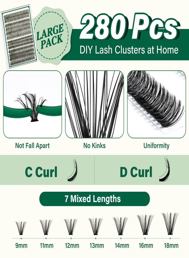 KEYYOU DIY Lash Extension Kit KEYYOU 300Pcs Individual Eyelash Extension Kit 30D40DD 0.07D Curl 9-18MIX Lash Clusters Kit with Lash Glue Remover Applicator Easy to Use(Kit-30D40D-D-9-18MIX) - Image 4