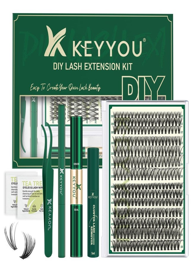 KEYYOU DIY Lash Extension Kit KEYYOU 300Pcs Individual Eyelash Extension Kit 30D40DD 0.07D Curl 9-18MIX Lash Clusters Kit with Lash Glue Remover Applicator Easy to Use(Kit-30D40D-D-9-18MIX) - Image 1