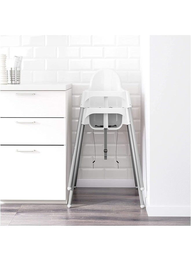 DUNISO كرسي طعام للأطفال والرضع، كرسي عالي للأطفال، كرسي عالي محمول مع دواسة قابلة للإزالة، خفيف الوزن، غير قابل للانزلاق، من 6 أشهر إلى 5 سنوات، أبيض - Image 4