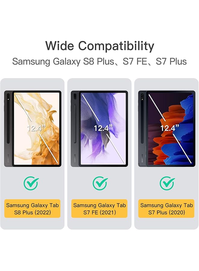 جي تيك حافظة لجهاز سامسونج جالكسي تاب S8 بلس 2022 S7 Fe 2021 S7 بلس 2020 مقاس 12.4 بوصة مع حامل قلم S، غطاء واقٍ رفيع مع حامل متعدد الزوايا باللون الأسود - Image 2