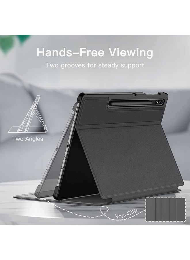 جي تيك حافظة لجهاز سامسونج جالكسي تاب S8 بلس 2022 S7 Fe 2021 S7 بلس 2020 مقاس 12.4 بوصة مع حامل قلم S، غطاء واقٍ رفيع مع حامل متعدد الزوايا باللون الأسود - Image 3
