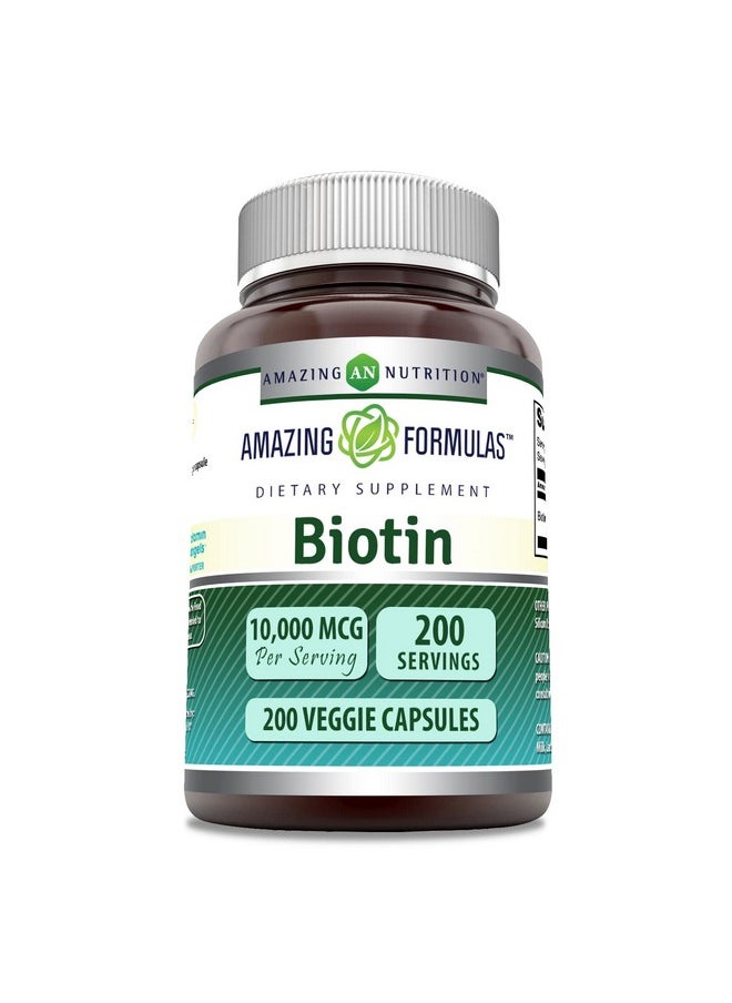 Amazing Formulas Biotin 10,000 Mcg Supplement | 200 Veggie Capsules | Non-GMO | Gluten-Free | Made in USA | Suitable for Vegetarians - pzsku/ZA55B6B68EC80A7C52D50Z/45/_/1739882464/8521c08a-a9c2-4617-8190-d2a04343a5a7