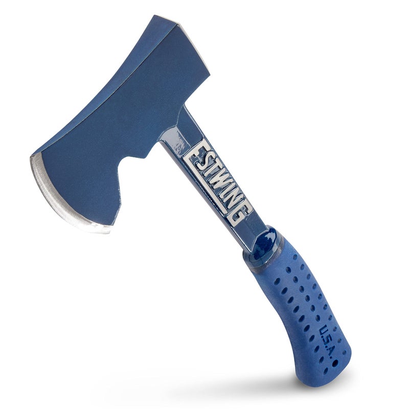 ESTWING Camper's Axe - 14" USA Made Blue Hatchet with Tent Stake Puller & Shock Reduction Grip - E6-25A - Image 1
