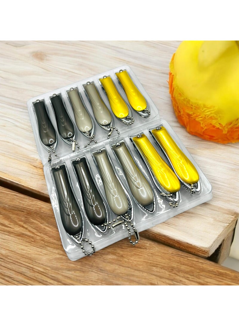 MARIO DRAFTS Safety Nail Clippers Set, 12-Pack, Multi-Colour Collection with Chain - Image 3