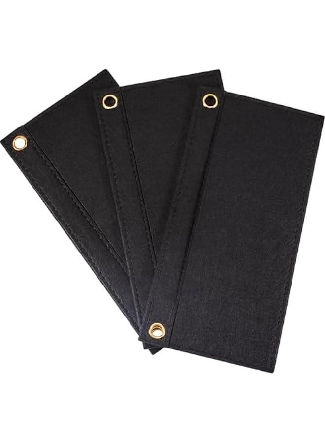 3Pcs Black Purse Felt Insert Organizer Wool Tote Bag Organizer with Eyelet Bag Classic Inner Pocket Storage Multipurpose Handbag for Pochette Envelope Bag Travel Cosmetic Bag 9.8x4.92Inch - Image 1