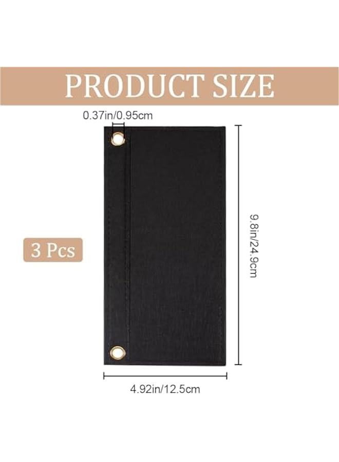3Pcs Black Purse Felt Insert Organizer Wool Tote Bag Organizer with Eyelet Bag Classic Inner Pocket Storage Multipurpose Handbag for Pochette Envelope Bag Travel Cosmetic Bag 9.8x4.92Inch - Image 2