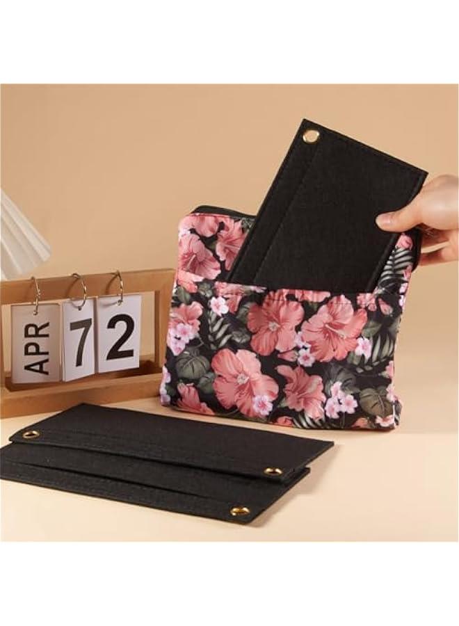 3Pcs Black Purse Felt Insert Organizer Wool Tote Bag Organizer with Eyelet Bag Classic Inner Pocket Storage Multipurpose Handbag for Pochette Envelope Bag Travel Cosmetic Bag 9.8x4.92Inch - Image 3