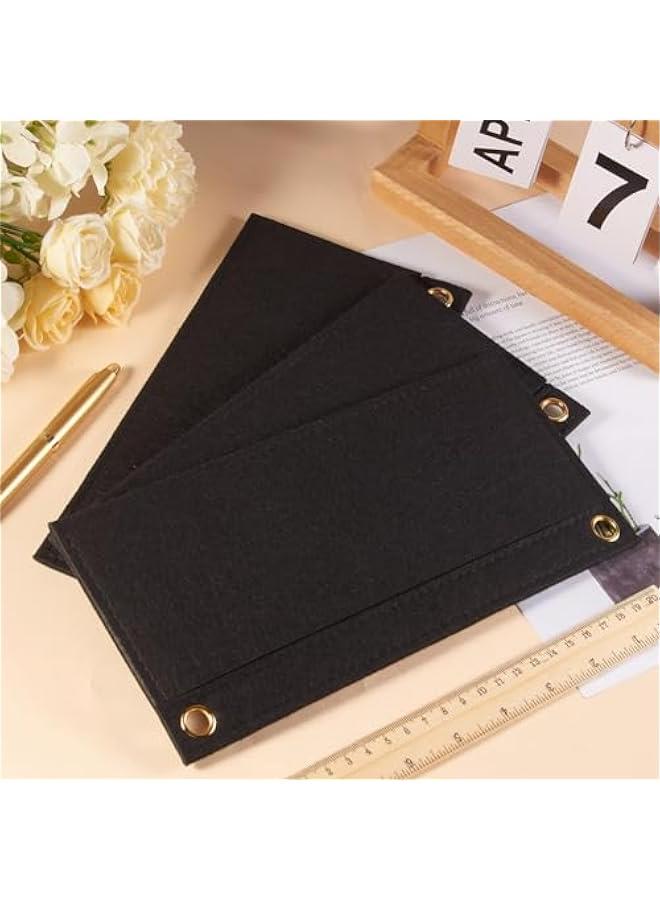 3Pcs Black Purse Felt Insert Organizer Wool Tote Bag Organizer with Eyelet Bag Classic Inner Pocket Storage Multipurpose Handbag for Pochette Envelope Bag Travel Cosmetic Bag 9.8x4.92Inch - Image 4