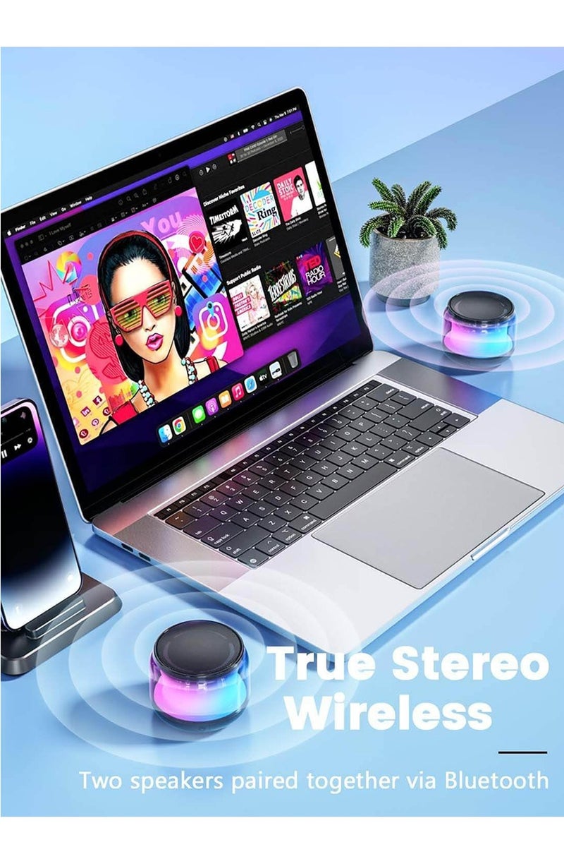 DPTER Mini Bluetooth Speaker with Color Changing Light, Bluetooth 5.0 Portable Speaker, Waterproof, TWS Stereo Pairing, Black  - Image 4