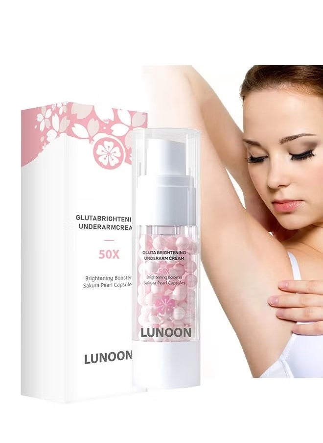 LUNOON Sakura Pearl Capsules Gluta Brightening Underarm Cream, Sakura Underarm Whitening Cream, Sakura Pearl Capsule, Brightening Booster Sakura Pearl Capsules, Sakura Gluta Brightening Underarm Cream  - Image 1
