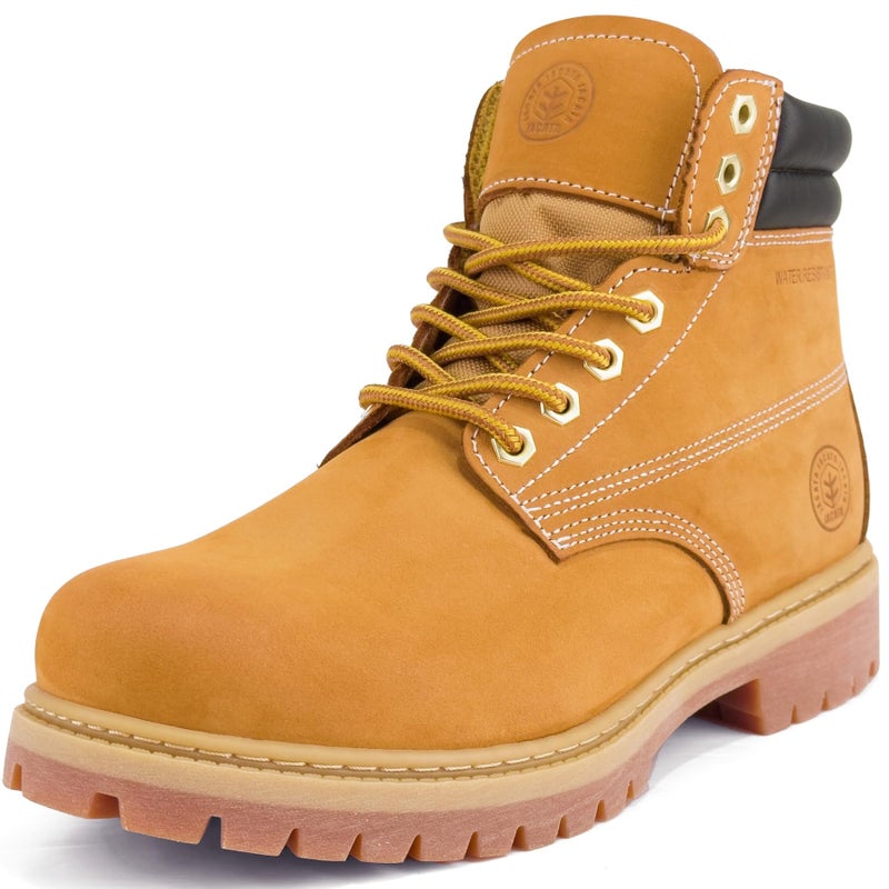 Jacata Men's Water Resistant Leather Work Boot Rubber Sole Construction Oil Resistant Utility Industrial Boots (Size 6) - Image 1