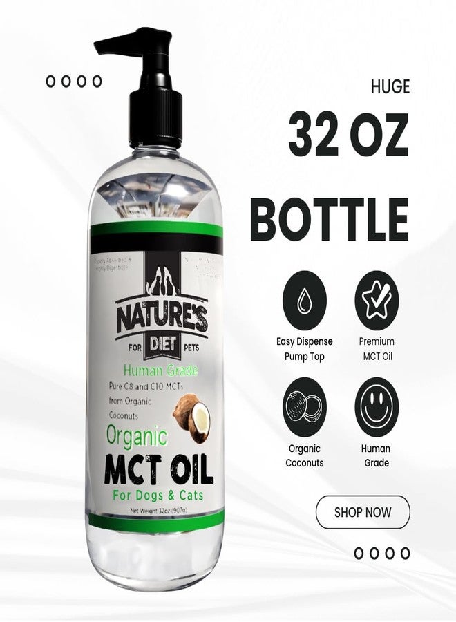 Nature's Diet زيت MCT العضوي من ناتشرز دايت للكلاب والقطط، 907 غرام (32 أونصة)، بجودة مناسبة للاستهلاك البشري، يحتوي على أحماض دهنية متوسطة السلسلة نقية من نوع C8 و C10 مستخلصة من جوز الهند العضوي. - Image 2