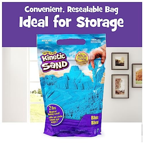 Kinetic Sand رمل كينيتك، الرمل الحسي القابل للتشكيل الأصلي، أزرق، 2 رطل. كيس قابل لإعادة الإغلاق، للأعمار 3 سنوات فما فوق - Image 4