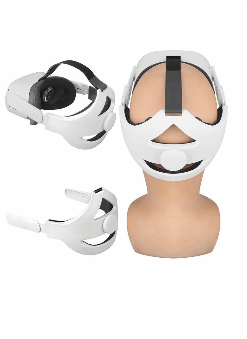 Head Strap Compatible for Oculus Quest 2 Replacement Elite Adjustable Comfortable with Cushion Reduce Pressure (White) - Image 1