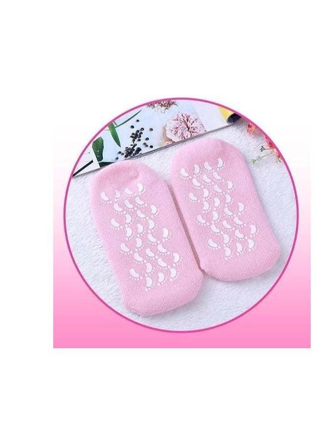 SPA Gel Moisturizing Socks Skin Care Deep Moisturizing, Repairing Cracks, Softening Feet with High Quality Mineral Oils M (Pink) - Image 2