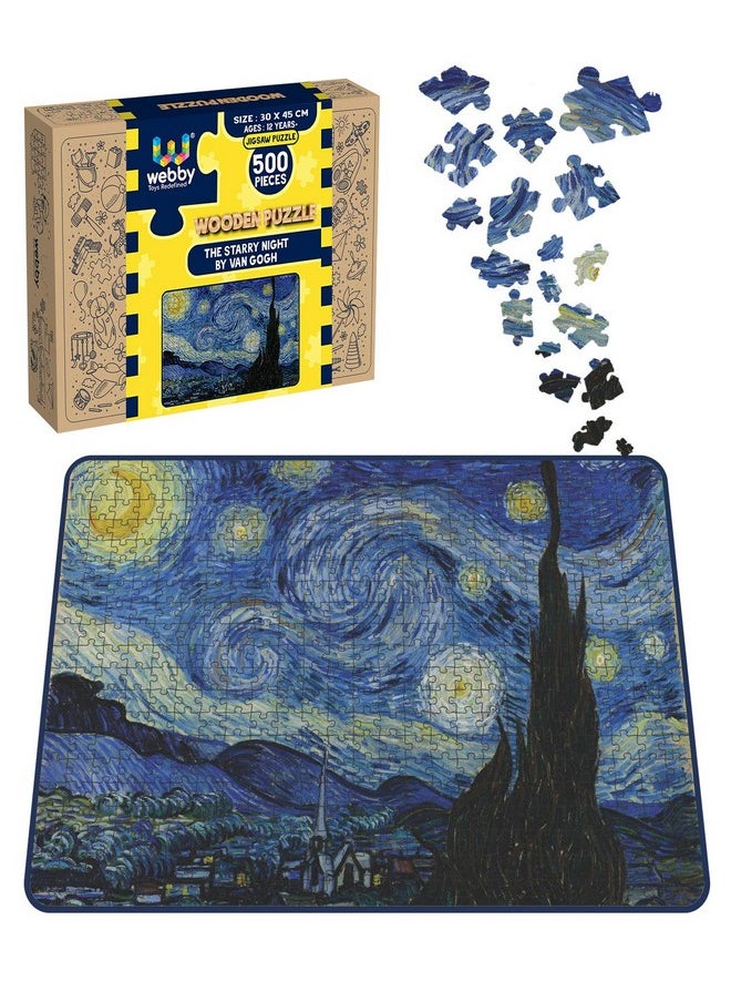 Webby The Starry Night By Van Gogh Wooden Jigsaw Puzzle, 500 Pieces - Kid  - Image 2