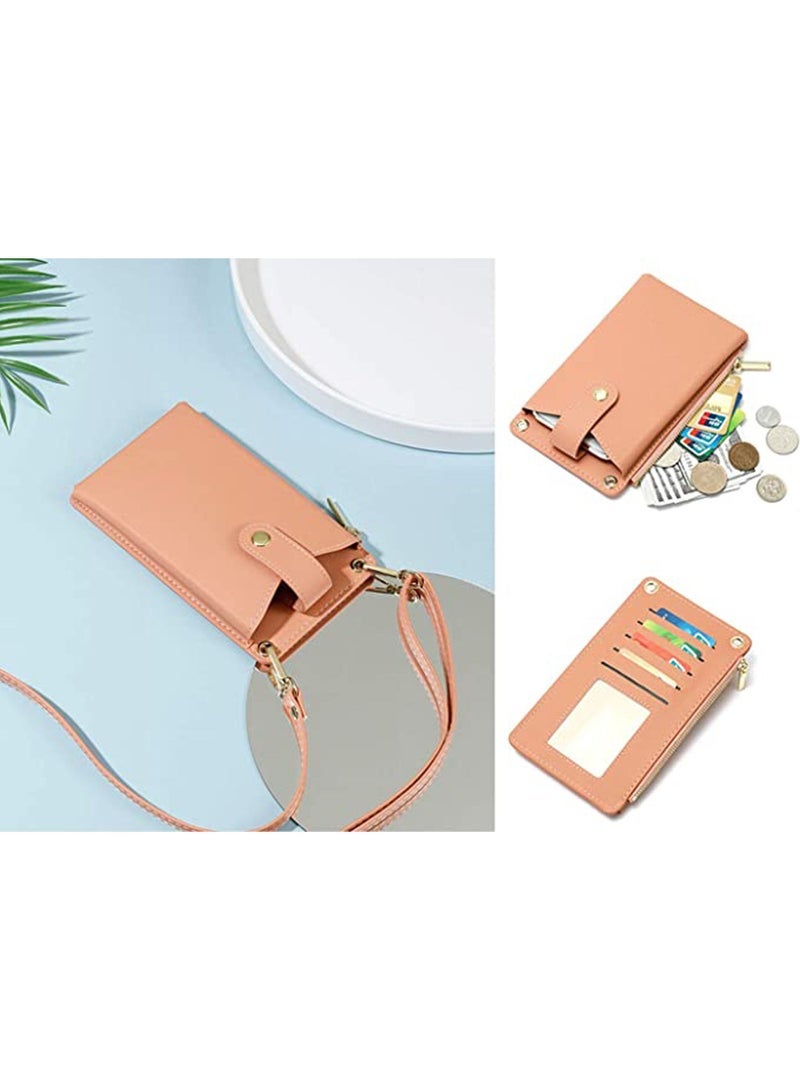 Captaintech Womens Cellphone Crossbody Bag Small Light Leather Shoulder Purse Handbag Card Wallet Lanyard Case Girls Satchel Pouch - Image 3