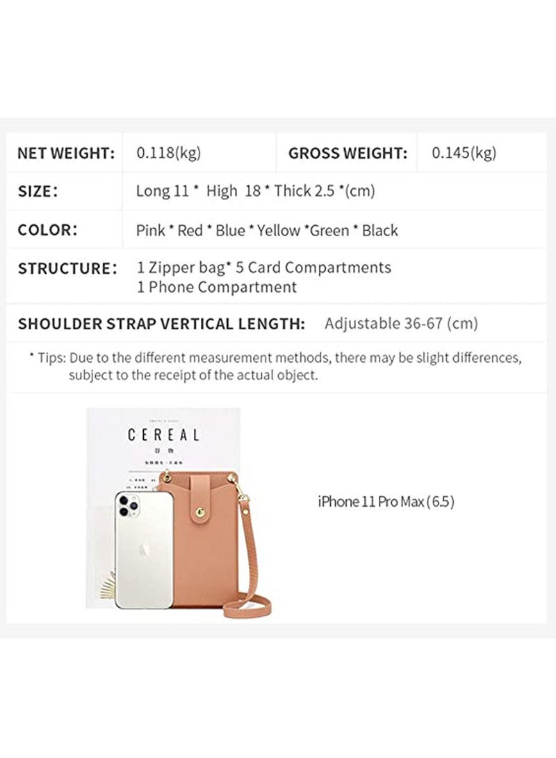 Captaintech Womens Cellphone Crossbody Bag Small Light Leather Shoulder Purse Handbag Card Wallet Lanyard Case Girls Satchel Pouch - Image 5