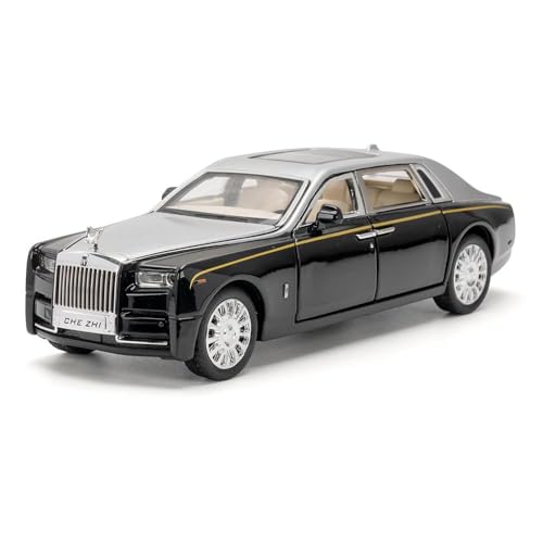 Coelon Kids Metal 1:32 Diecast Car Modal RR Phantom Car Zinc Alloy Pull Back car with Openable Doors Sound and Light (Black) - Image 1