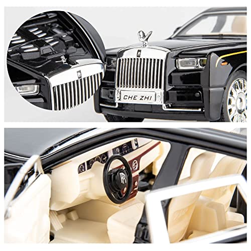 Coelon Kids Metal 1:32 Diecast Car Modal RR Phantom Car Zinc Alloy Pull Back car with Openable Doors Sound and Light (Black) - Image 4