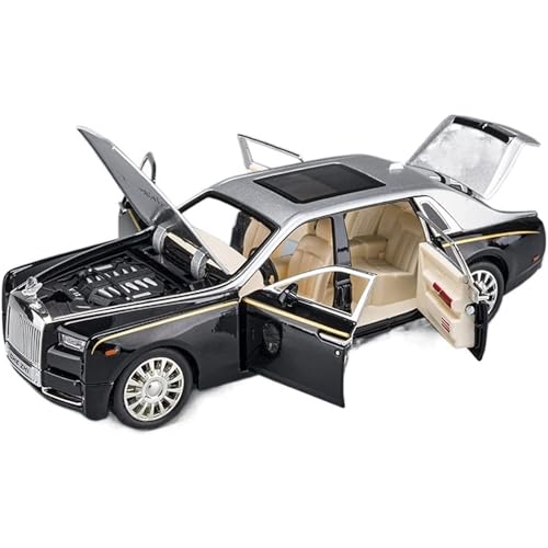 Coelon Kids Metal 1:32 Diecast Car Modal RR Phantom Car Zinc Alloy Pull Back car with Openable Doors Sound and Light (Black) - Image 3