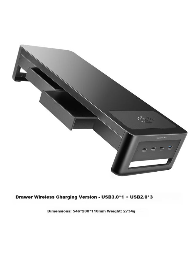 Deer Is Deerwoo Monitor Stand With Drawer, Wireless Charging, Usb Hub, Desk Organizer, Keyboard Storage, Zgj031-jd - Image 2
