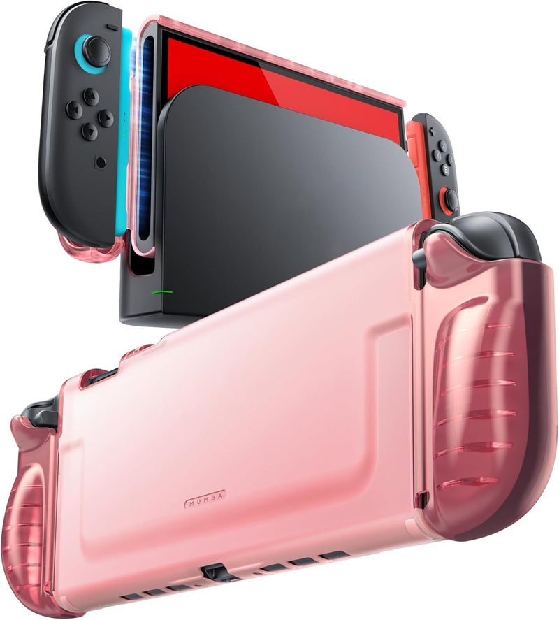 Mumba Clear Case for Nintendo Switch 2 2025, Crystal Protective Clear Cover with Quick-Release Joy-Con Design and TPU Grip Compatible with New Nintendo Switch 2 7.9 Inch Console (Pink) - Image 1