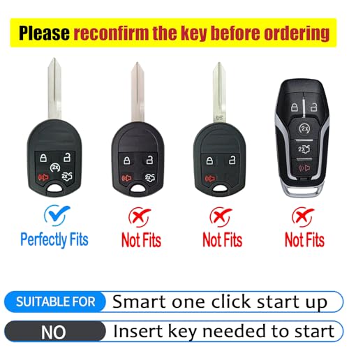 CHATYYD Key Fob Cover for Ford with Keychain,Soft TPU Car Key Cover Case for Ford Expedition Explorer Flex Taurus Lincoln MKX(White) - Image 2